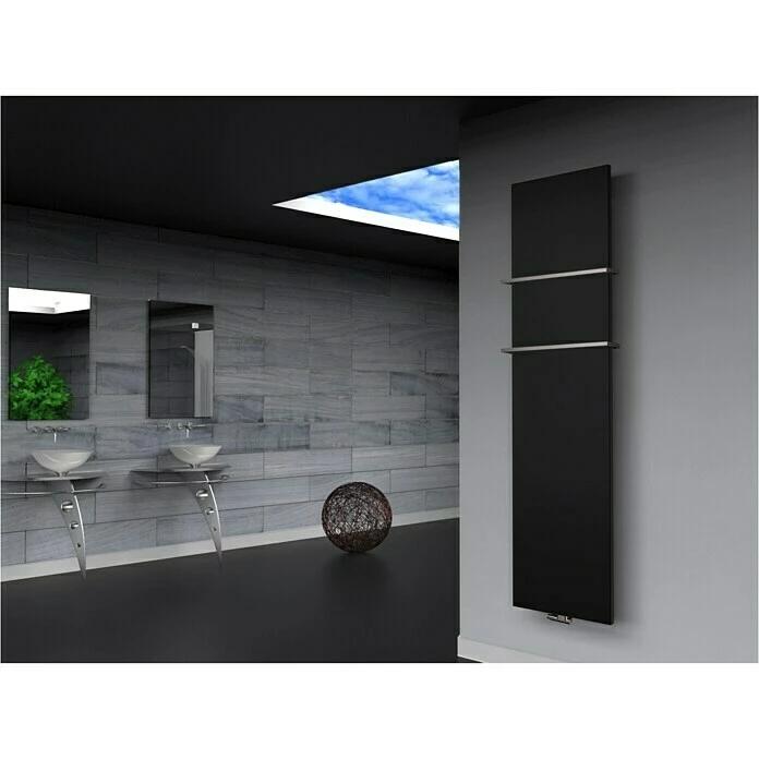 BAUHAUS Designheizkörper Manhattan 3 47 X 180 Cm, Mit 2 Handtuchhalter (15 Mm), 1.118 W Bei 75/65/20 °C, Schwarz 7 BAUHAUS Designheizkörper Manhattan 3 47 X 180 Cm, Mit 2 Handtuchhalter (15 Mm), 1.118 W Bei 75/65/20 °C, Schwarz – Bild 5