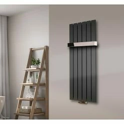 BAUHAUS Designheizkörper Peking 47 X 120 Cm, 1 Handtuchhalter (50 Mm) Glänzend, 799 W Bei 75/65/20 °C, Moonstone-Grau -Sanitärinstallation Verkaufsladen 12 2776