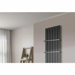 BAUHAUS Designheizkörper Peking 47 X 180 Cm, Mit 2 Handtuchhalter (15 Mm), 1.118 W Bei 75/65/20 °C, Moonstone-Grau -Sanitärinstallation Verkaufsladen 12 2796