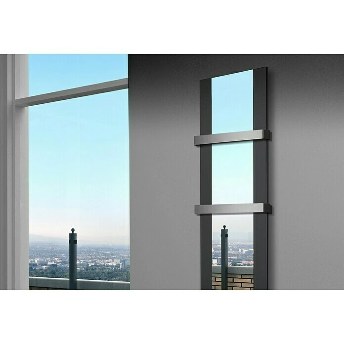 BAUHAUS Designheizkörper Singapur 47 X 180 Cm, Mit 2 Handtuchhalter (50 Mm), 1.118 W Bei 75/65/20 °C, Schwarz 5 BAUHAUS Designheizkörper Singapur 47 X 180 Cm, Mit 2 Handtuchhalter (50 Mm), 1.118 W Bei 75/65/20 °C, Schwarz – Bild 3