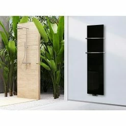 BAUHAUS Designheizkörper Montevideo 47 X 180 Cm, Mit 2 Handtuchhalter (15 Mm), 1.118 W Bei 75/65/20 °C, Schwarz