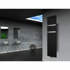 BAUHAUS Designheizkörper Manhattan 3 47 X 180 Cm, Mit 2 Handtuchhalter (50 Mm), 1.118 W Bei 75/65/20 °C, Schwarz