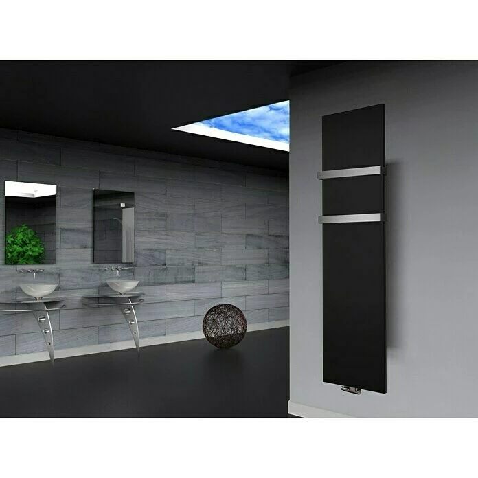 BAUHAUS Designheizkörper Manhattan 3 47 X 180 Cm, Mit 2 Handtuchhalter (50 Mm), 1.118 W Bei 75/65/20 °C, Schwarz 3 BAUHAUS Designheizkörper Manhattan 3 47 X 180 Cm, Mit 2 Handtuchhalter (50 Mm), 1.118 W Bei 75/65/20 °C, Schwarz