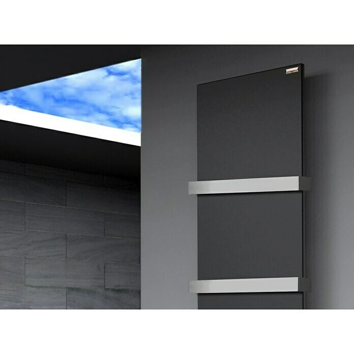 BAUHAUS Designheizkörper Manhattan 3 47 X 180 Cm, Mit 2 Handtuchhalter (50 Mm), 1.118 W Bei 75/65/20 °C, Schwarz 7 BAUHAUS Designheizkörper Manhattan 3 47 X 180 Cm, Mit 2 Handtuchhalter (50 Mm), 1.118 W Bei 75/65/20 °C, Schwarz – Bild 5