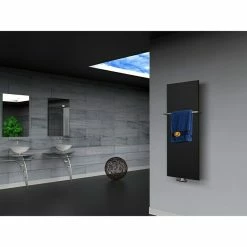 BAUHAUS Designheizkörper Manhattan 2 47 X 120 Cm, Mit 1 Handtuchhalter (15 Mm), 799 W Bei 75/65/20 °C, Schwarz -Sanitärinstallation Verkaufsladen 12 2981