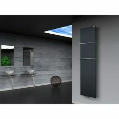 BAUHAUS Designheizkörper Manhattan 3 47 X 180 Cm, Mit 2 Handtuchhalter (15 Mm), 1.118 W Bei 75/65/20 °C, Anthrazit