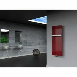 BAUHAUS Designheizkörper Manhattan 2 47 X 120 Cm, Mit 1 Handtuchhalter (50 Mm), 799 W Bei 75/65/20 °C, Rot