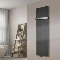 BAUHAUS Designheizkörper Peking 47 X 180 Cm, Mit 1 Handtuchhalter (50 Mm), 1.118 W Bei 75/65/20 °C, Moonstone-Grau -Sanitärinstallation Verkaufsladen 12 3125