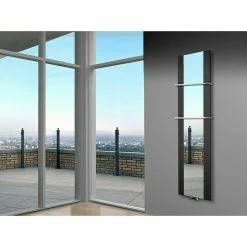 BAUHAUS Designheizkörper Singapur 47 X 180 Cm, Mit 2 Handtuchhalter (15 Mm), 1.118 W Bei 75/65/20 °C, Schwarz