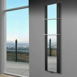 BAUHAUS Designheizkörper Singapur 47 X 180 Cm, Mit 2 Handtuchhalter (15 Mm), 1.118 W Bei 75/65/20 °C, Schwarz -Sanitärinstallation Verkaufsladen 12 3178