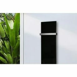 BAUHAUS Designheizkörper Montevideo 47 X 180 Cm, Mit 1 Handtuchhalter (50 Mm), 1.118 W Bei 75/65/20 °C, Schwarz -Sanitärinstallation Verkaufsladen 12 3187