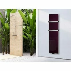 BAUHAUS Designheizkörper Montevideo 47 X 180 Cm, Mit 2 Handtuchhalter (50 Mm), 1.118 W Bei 75/65/20 °C, Purpur Violett