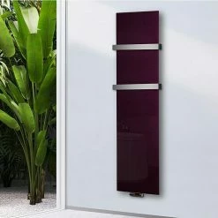 BAUHAUS Designheizkörper Montevideo 47 X 180 Cm, Mit 2 Handtuchhalter (50 Mm), 1.118 W Bei 75/65/20 °C, Purpur Violett -Sanitärinstallation Verkaufsladen 12 3205