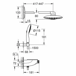 BAUHAUS Grohe Rainshower Duo 360 Duschsystem Mit Thermostatarmatur, Anzahl Strahlarten: 2 Stk., Chrom 5 BAUHAUS Grohe Rainshower Duo 360 Duschsystem Mit Thermostatarmatur, Anzahl Strahlarten: 2 Stk., Chrom -Sanitärinstallation Verkaufsladen 12 389