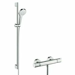 BAUHAUS Hansgrohe Brause-Set Croma Select S Vario/Ecostat Comfort Lochabstand: 91,5 Cm, Chrom/Weiß