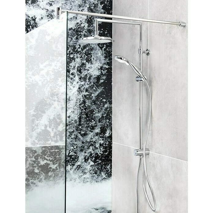 BAUHAUS Mixomat Duschsystem Denver Mit Umsteller, Lochabstand: 67 Cm, Anzahl Strahlarten: 5 Stk., Chrom/Weiß 4 BAUHAUS Mixomat Duschsystem Denver Mit Umsteller, Lochabstand: 67 Cm, Anzahl Strahlarten: 5 Stk., Chrom/Weiß – Bild 2