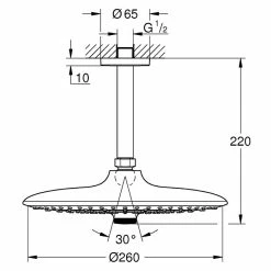 BAUHAUS Grohe Euphoria Kopfbrausen-Set 260 Durchmesser: 26 Cm, 9,5 L/min Bei 3 Bar, Deckenmontage, Chrom 5 BAUHAUS Grohe Euphoria Kopfbrausen-Set 260 Durchmesser: 26 Cm, 9,5 L/min Bei 3 Bar, Deckenmontage, Chrom -Sanitärinstallation Verkaufsladen 12 451