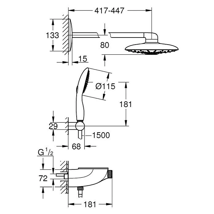 BAUHAUS Grohe Rainshower SmartControl Duschsystem Duo 360 Mit Thermostatarmatur, Anzahl Strahlarten: 2 Stk., Chrom 4 BAUHAUS Grohe Rainshower SmartControl Duschsystem Duo 360 Mit Thermostatarmatur, Anzahl Strahlarten: 2 Stk., Chrom – Bild 2