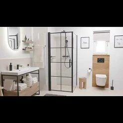 BAUHAUS Camargue Duschsystem New York Mit Thermostatarmatur, Anzahl Strahlarten: 3 Stk., Schwarz -Sanitärinstallation Verkaufsladen 12 519