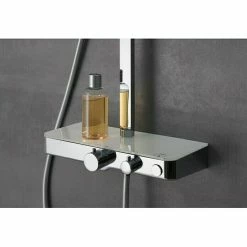 BAUHAUS Camargue Duschsystem Grande Vita Mit Thermostatarmatur, Anzahl Strahlarten: 3 Stk., Chrom/Weiß -Sanitärinstallation Verkaufsladen 12 556