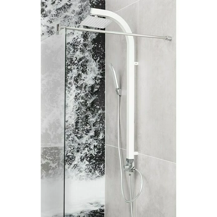 BAUHAUS Mixomat Duschpaneel Cityline 2.0 Höhe: 120 Cm, Mit Umsteller, Verchromt/Weiß 4 BAUHAUS Mixomat Duschpaneel Cityline 2.0 Höhe: 120 Cm, Mit Umsteller, Verchromt/Weiß – Bild 2