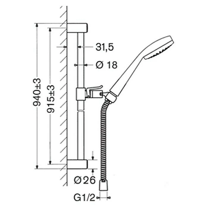 BAUHAUS Hansa Medijet Brausegarnitur Lochabstand: 91,5 Cm, Art Strahl: Weicher Duschstrahl, Chrom 5 BAUHAUS Hansa Medijet Brausegarnitur Lochabstand: 91,5 Cm, Art Strahl: Weicher Duschstrahl, Chrom – Bild 3