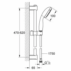 BAUHAUS Grohe Brausegarnitur Lochabstand: 47 Cm - 62 Cm, Art Strahl: Rainstrahl, Jetstrahl, Chrom, Anzahl Strahlarten: 2 Stk. -Sanitärinstallation Verkaufsladen 12 742