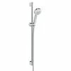 BAUHAUS Hansgrohe Crometta Brausegarnitur 100 Vario Lochabstand: 91,5 Cm, Art Strahl: Rain, Normalstrahl, Shampoostrahl, Massagestrahl, Chrom/Weiß -Sanitärinstallation Verkaufsladen 12 765