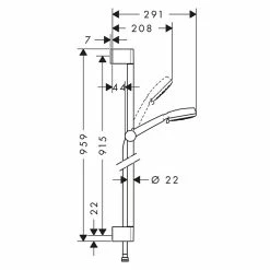 BAUHAUS Hansgrohe Crometta Brausegarnitur 100 Vario Lochabstand: 91,5 Cm, Art Strahl: Rain, Normalstrahl, Shampoostrahl, Massagestrahl, Chrom/Weiß -Sanitärinstallation Verkaufsladen 12 766
