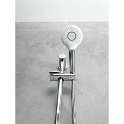 BAUHAUS Camargue Brausegarnitur Batöni Art Strahl: Runder Duschregen, Großflächiger Duschregen, Intensiver Duschregen, Chrom/Weiß -Sanitärinstallation Verkaufsladen 12 770