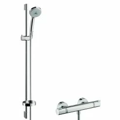 BAUHAUS Hansgrohe Brause-Set Croma 100 Multi/Ecostat Comfort Lochabstand: 62,5 Cm, Chrom