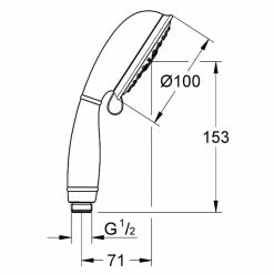 BAUHAUS Grohe Tempesta Rustic Handbrause 100 Anzahl Funktionen: 4, 9,5 L/min Bei 3 Bar, Chrom -Sanitärinstallation Verkaufsladen 12 928